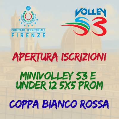 Apertura Iscrizioni Coppa Bianco Rossa Minivolley S3 e Under 12 5x5 Prom