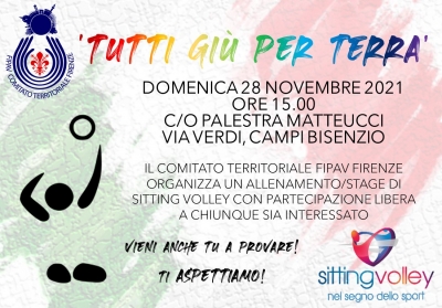 TUTTI GIU&#039; PER TERRA: allenamento/stage di Sitting Volley a Campi Bisenzio il 28 novembre 2021