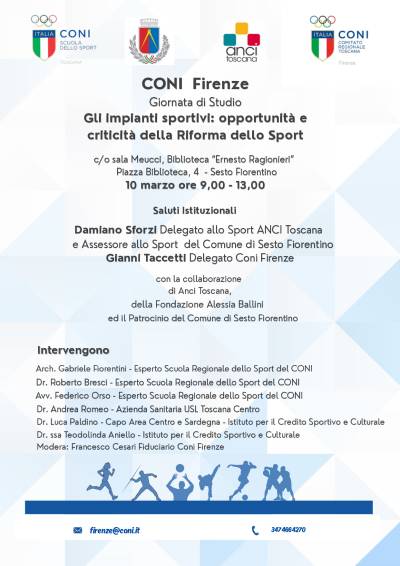 Seminario "Gli impianti sportivi: opportunità e criticità della Riforma dello Sport"