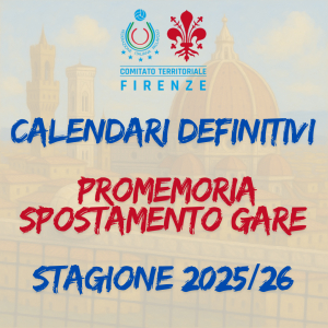 Calendari definitivi - promemoria spostamento gare