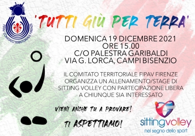 TUTTI GIU&#039; PER TERRA: allenamento/stage di Sitting Volley a Campi Bisenzio il 19 dicembre 2021